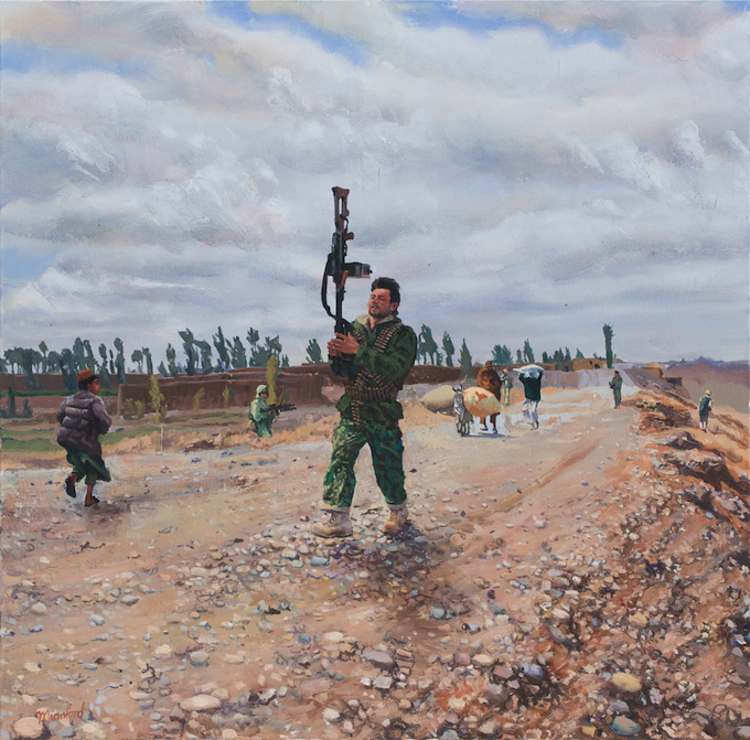 Steve Mumford, Afghan Soldier, 2016. Oil on canvas, 24 x 24 inches. Courtesy of the artist and Postmasters Gallery, New York. 