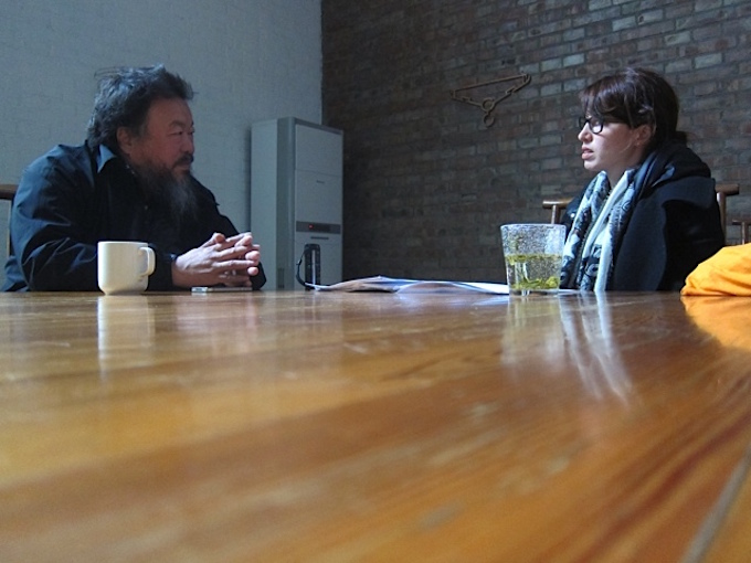Speaking with Ai Weiwei in 2013. 